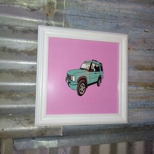 Greek Statue Driving Land Rover Framed Pop Art Print By Neon Nicho